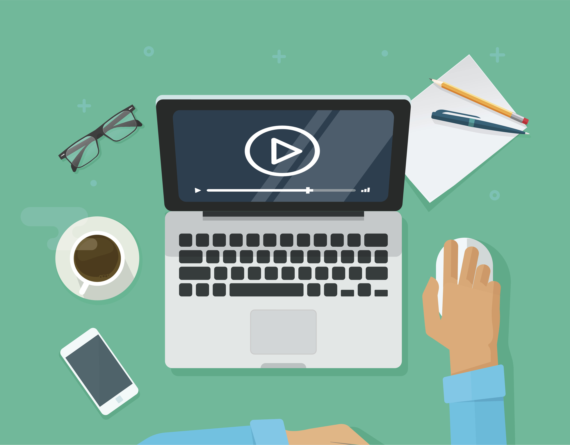 Webinar concept, online training, education on computer, e-learning workplace