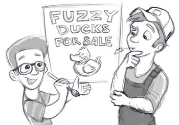 Fuzzy Duck story illustrated.