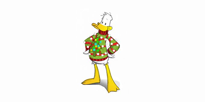 Fuzzy Duck Holiday Mascot