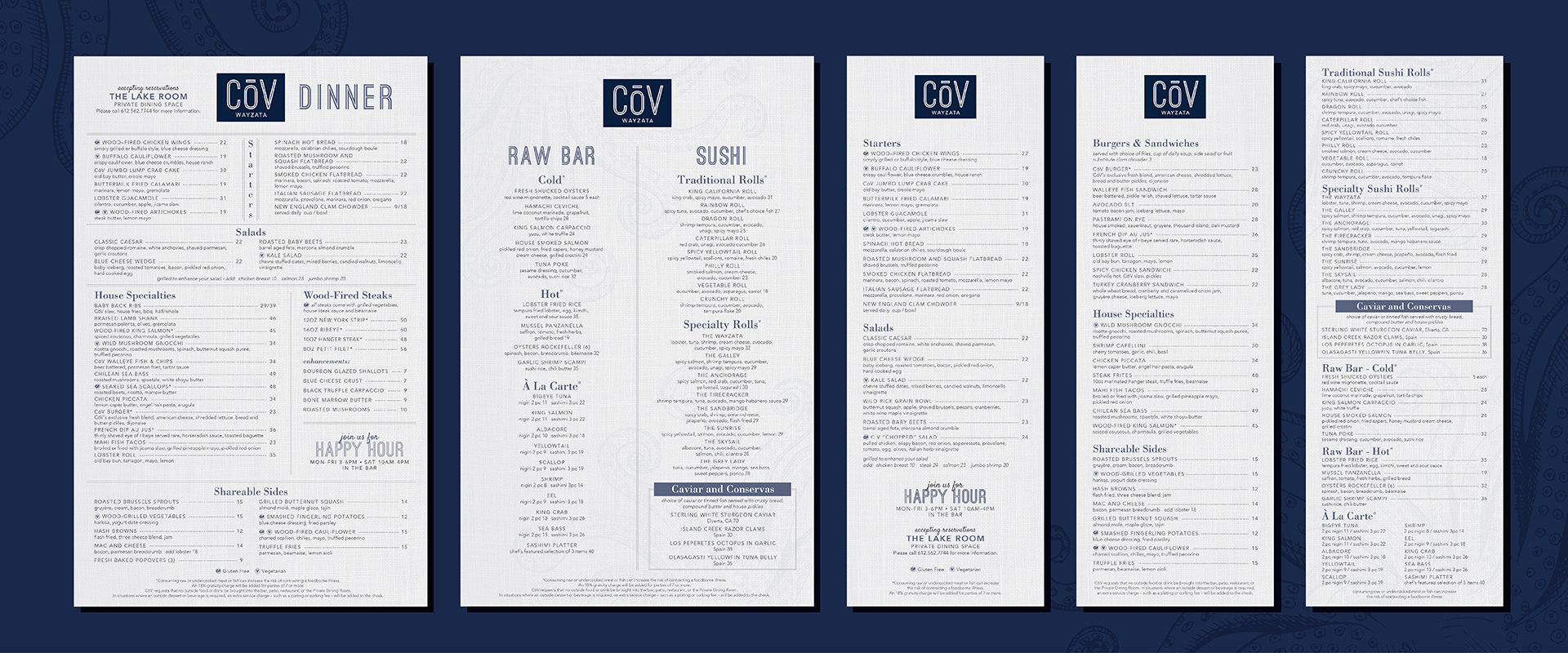 CoV Restaurant Menu Layouts