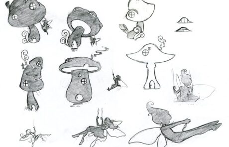 Fairy and Mushroom House Concept Art Sketches