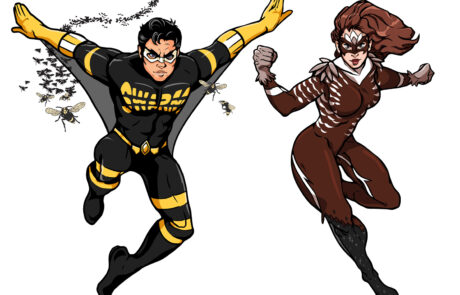 Swarm and Nighthawk Superhero Character Illustrations